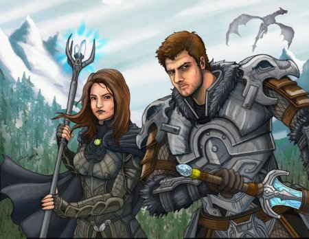 Skyrim Лидия и Довакин арты