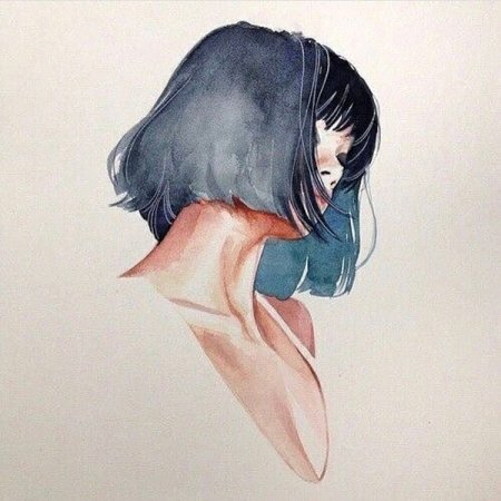 Нарисованная девушка с каре