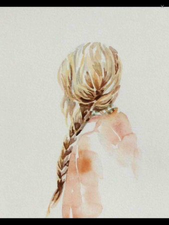 Рисованная девушка со спины