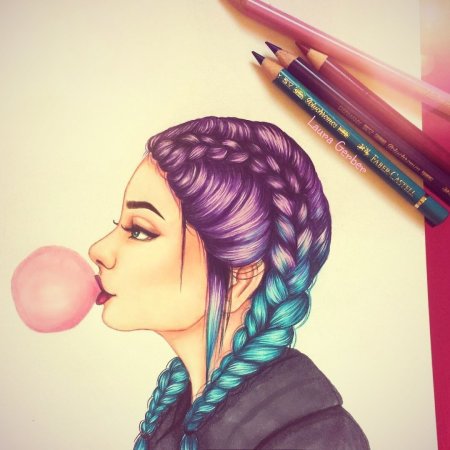 Нарисовать девушку с косичками