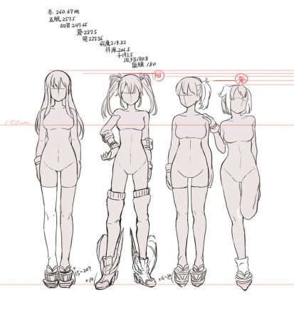 Референс позы девушки в полный рост аниме