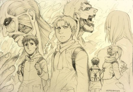 Скетчи аниме атака титанов