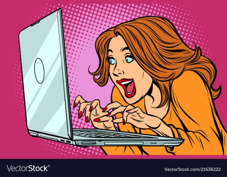 Поп арт девушка с ноутбуком