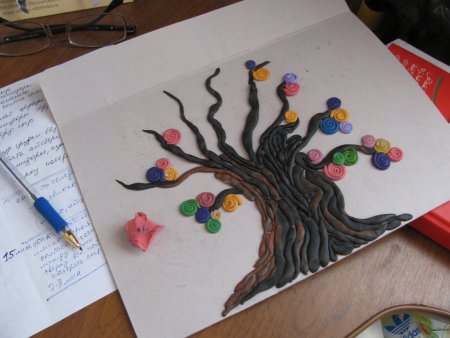 Картина из пластилина дерево