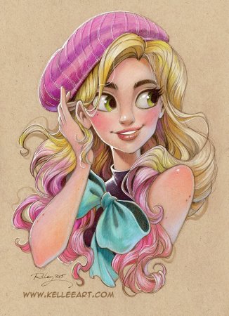 Принцессы цветными карандашами