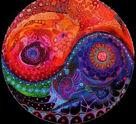 Мандала Инь Янь цветная