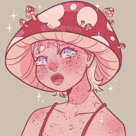 Эскиз девушка с грибами