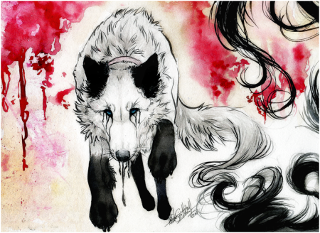 Черный и белый волк арт