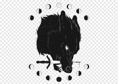 Волк арт черно белый