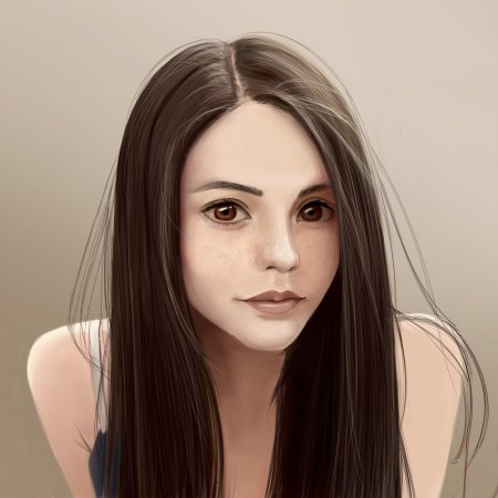 Шатенка с карими глазами арт