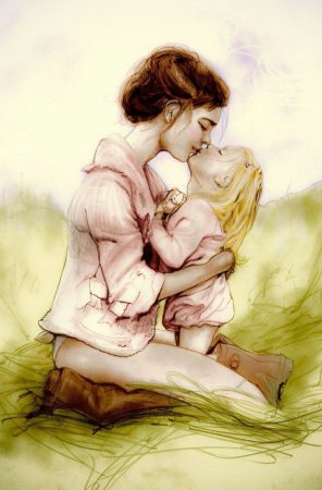 Мать и ребенок акварель