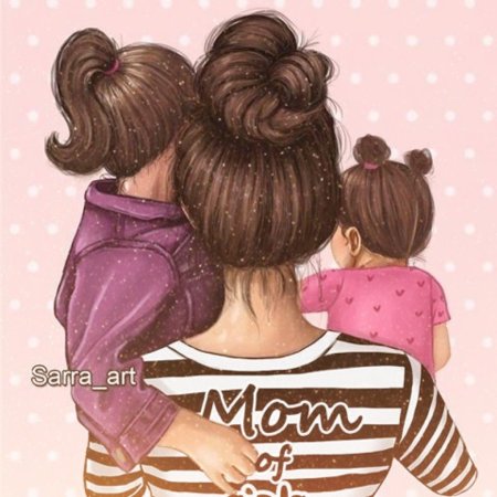 Рисунок мама и дочь со спины
