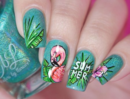 Маникюр прозрачный с рисунком