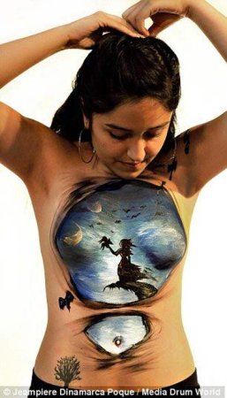 Арт рисунок на теле женщины