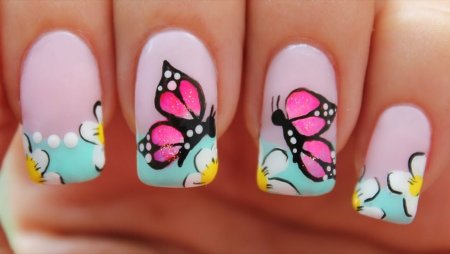 Дизайн ногтей цветы и бабочки