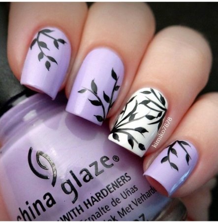 Дизайн ногтей цветы на веточке