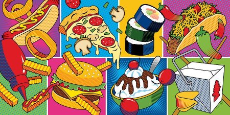 Меню в стиле поп арт