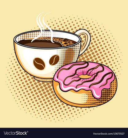 Чашка кофе в стиле поп арт