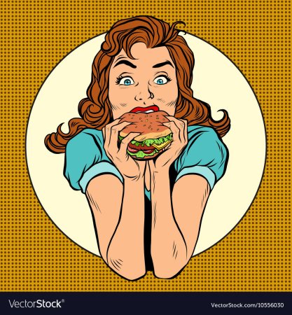 Поп арт девушка с едой