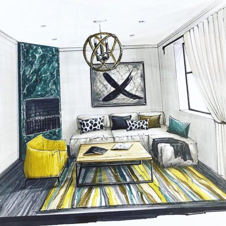 Интерьер в стиле поп арт скетч