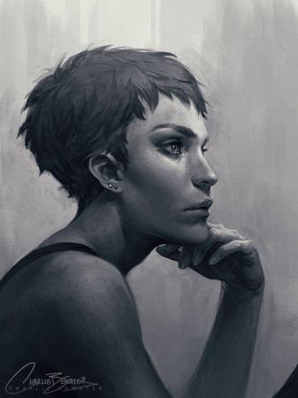Девушка с короткой стрижкой арт
