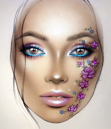 Нарисованная девушка с косметикой