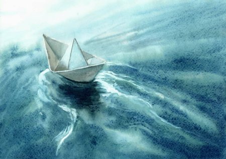 Бумажный кораблик живопись