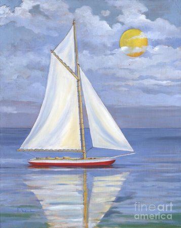 Лодка с парусом живопись