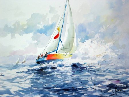 Терри Харрисон Акварельные пейзажи море корабль