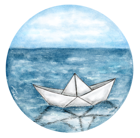 Бумажный кораблик рисунок