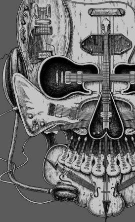 Череп с гитарой