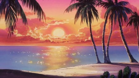 Пляж закат арт