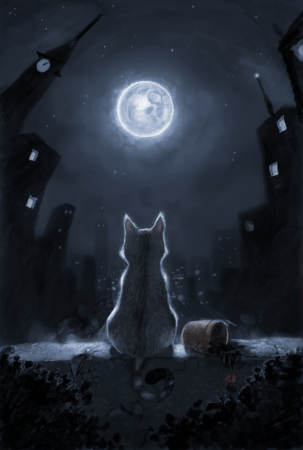 Кот и Луна