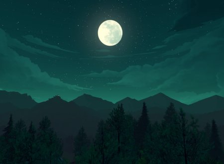 Пейзаж ночь Луна