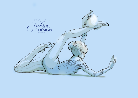 Гимнастка рисунок акварелью