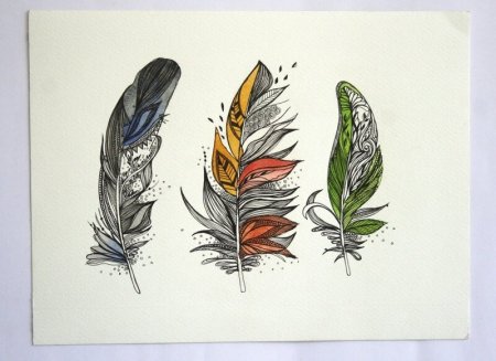 Цветные перья арт