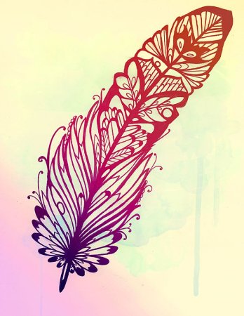 Перо акварель