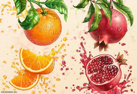 Сочный фрукт маркерами