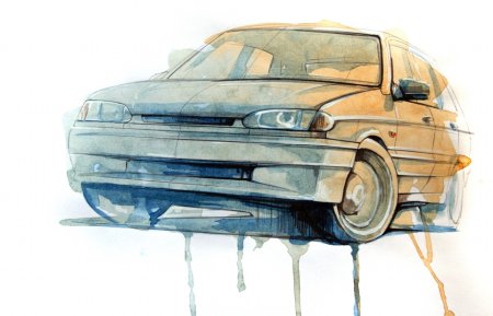 Машина акварелью