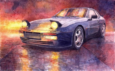 Акварельный рисунок машина