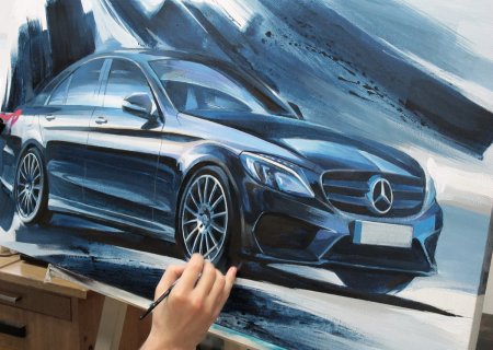 Портрет с Мерседесом живопись