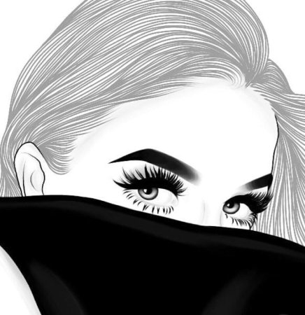 Нарисованная девушка с ресничками