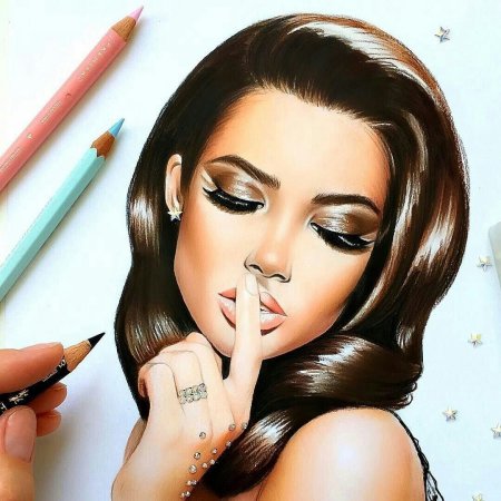 Нарисованная девушка с косметикой