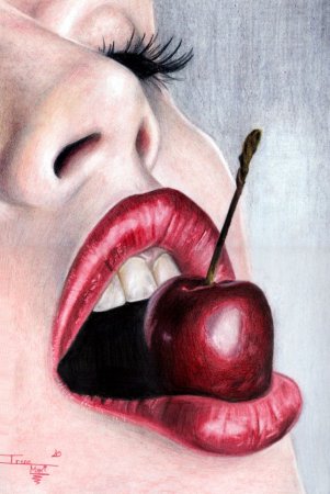 Девушка вишня арт