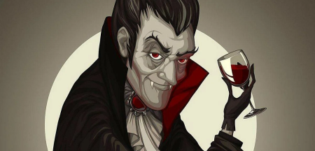 Граф Дракула с бокалом крови