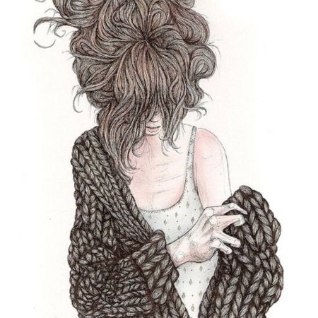 Девушка в вязаной кофте арт