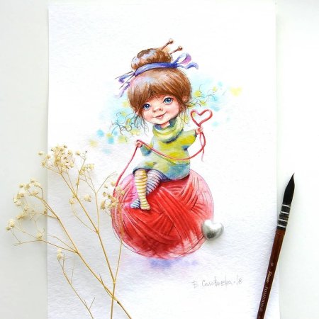 Акварельные иллюстрации Knitting