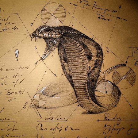 Кобра рисунок акварелью