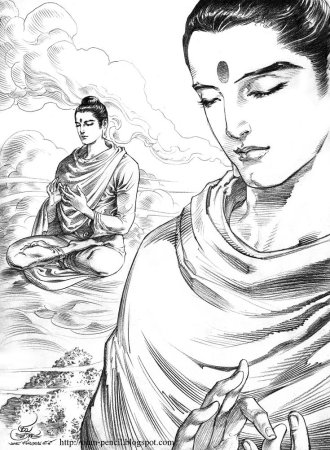 Будда рисунок реалистичный