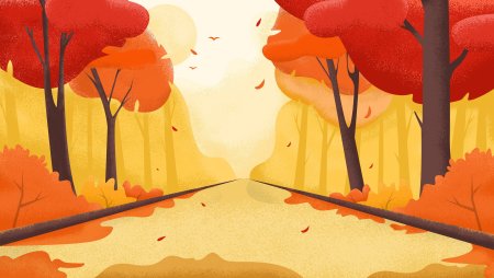 Осенний пейзаж мультяшный